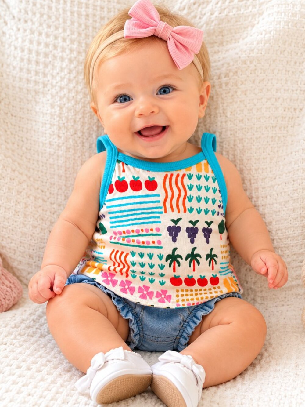 NWT Baby Girl Farm Fresh Print Tank Top | Colorful Summer Cami | 3-6 Months